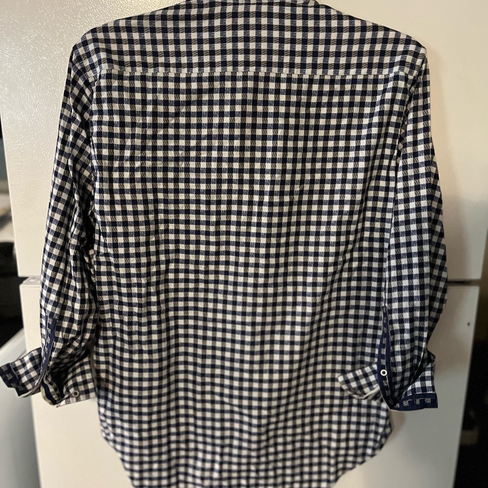 Robert Graham Blue and White Checkered Casual Button Down‎ Shirt - Picture 3 of 8
